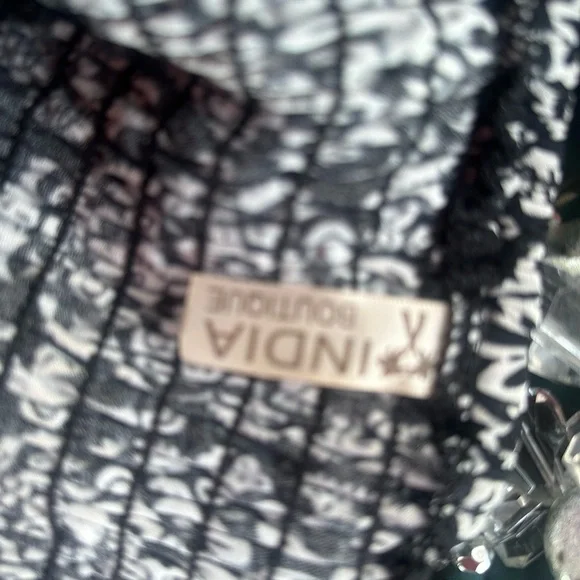 Black and White Smocked Midi Dress - Picture 9 of 10